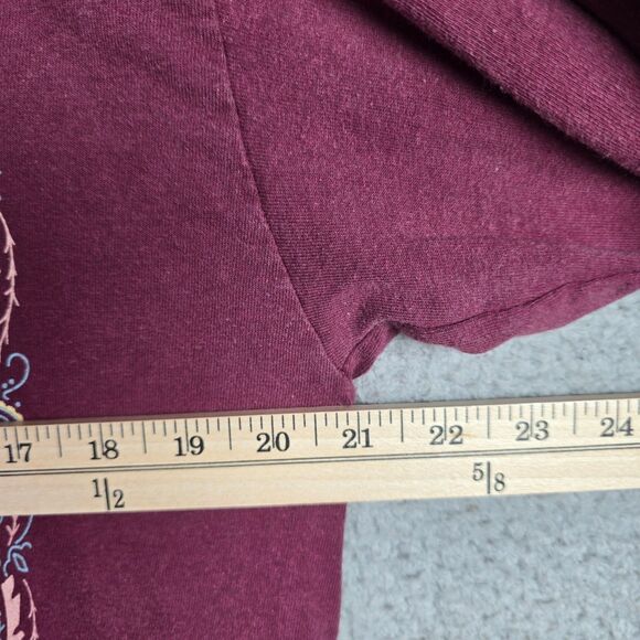 Obsessive Love Boho Graphic T-Shirt Maroon Sunset Moonlight Butterflies Festival - Picture 7 of 8